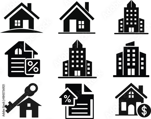 Real estate and finance icons