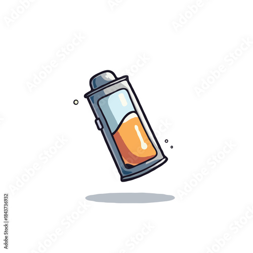 Stylized depiction of a partially discharged battery with digital illustration of energy level