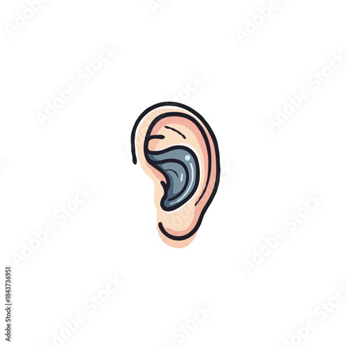 Stylized human ear illustration showcasing anatomical detail and artistic design for medical and