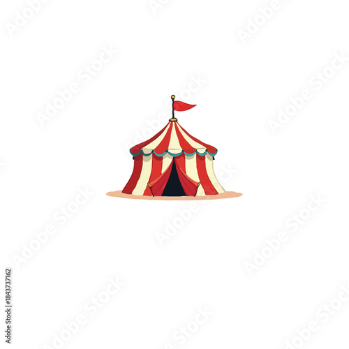Whimsical circus tent under white canvas, a celebration of imagination, wonder, and the magic of