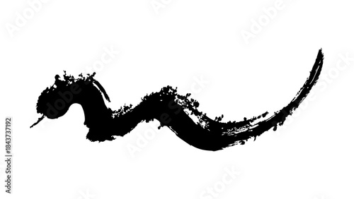 black ink brush stroke on white background