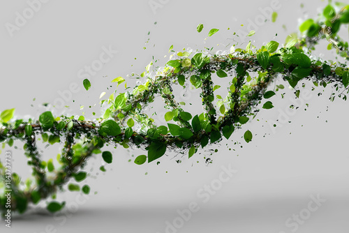 Green and Ecological DNA Structure Plant Growth Life Science Illustration