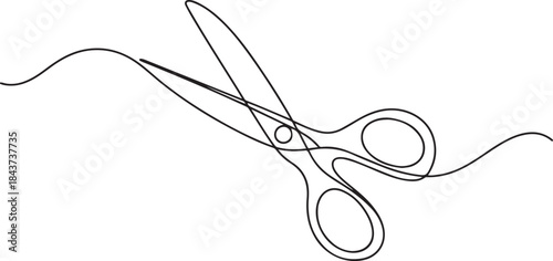 Continuous scissors.one line  vector illustration  with out background