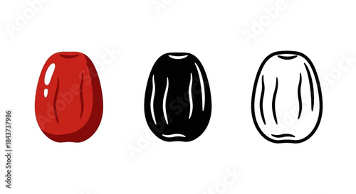 Minimalist illustration of three sets of date fruit silhouettes, Symbolizing sweet minimal nature, flat vector design illustration.