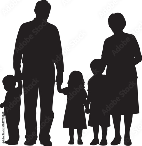 Happy Family Silhouette with Parents and Children

Loving Family Walking Together Silhouette Vector

Parents and Kids Bonding Family Silhouette Illustration