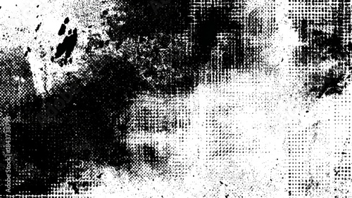 halftone texture with black and white dots and smudges