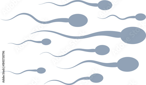 Male fertility vector icons featuring sperm movement, fertilization, medical cross, and gender symbol in reproductive biology.