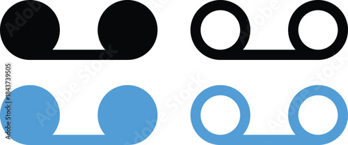 Voicemail icon set. representing phone messages. Media sign. Audio communication graphic design. Answering machine and missed call signs
