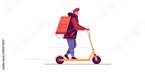 Delivery person on a scooter carrying a large orange insulated bag