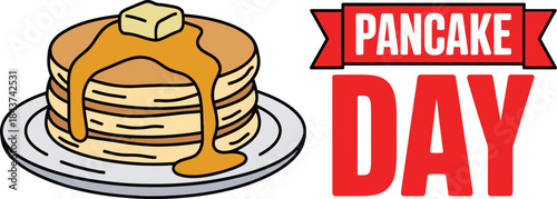 Pancake Day AM Food Sweet Stack Icon Design Art Butter