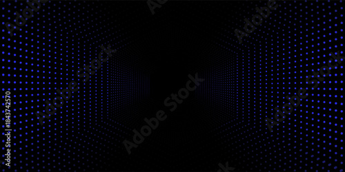 Abstract dark space with glowing dots shape decoration. Modern graphic design element dotted line style dot blue