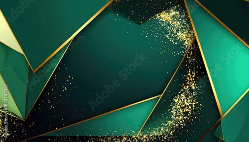 Elegant abstract background with geometric shapes and gold glitter accents.