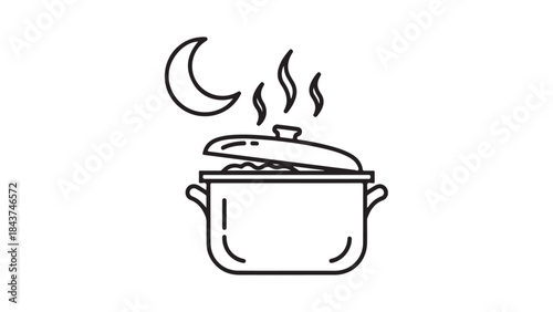 Festive Ramadan vector illustration showcasing a mosque under a starry night sky, perfect for Islamic greetings