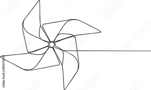 Simple outline drawing of a pinwheel on a white background
