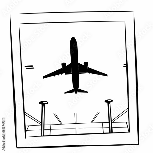 Airplane Flying in the Sky Illustration for Travel and Aviation