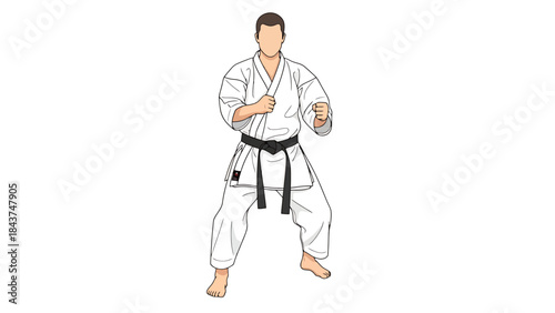 Martial Arts Practitioner in Traditional Uniform Performing Technique