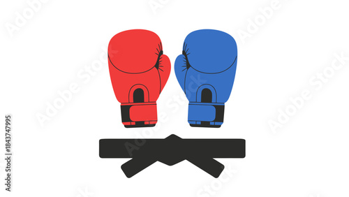 Friendly Boxing Gloves Facing Off on a Comic Style Platform