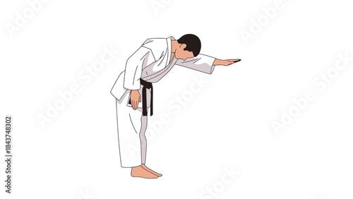 Martial artist performing a high side kick in traditional uniform on training mat