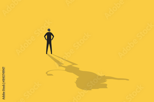 Businessman or leader with lion shadow. concept of leadership, success, and goal