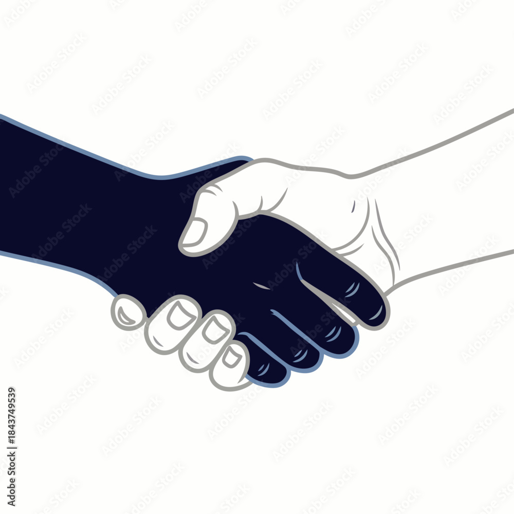 Fototapeta premium Diverse hands clasp in a symbolic gesture of unity, agreement, and partnership against a clean white background.