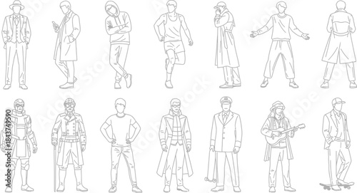 vector illustration of a man  and woman, group of people, silhouette of peoples