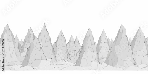 Abstract white polygonal landscape a 3d rendering of jagged mountain peaks