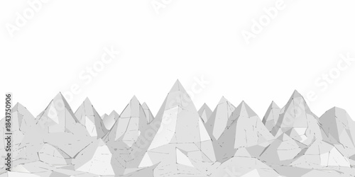 Abstract white polygonal landscape resembling mountains or jagged terrain