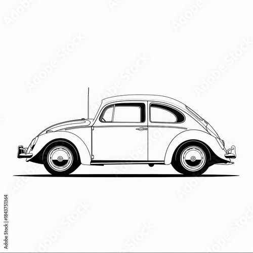 Minimalist classic car line illustration