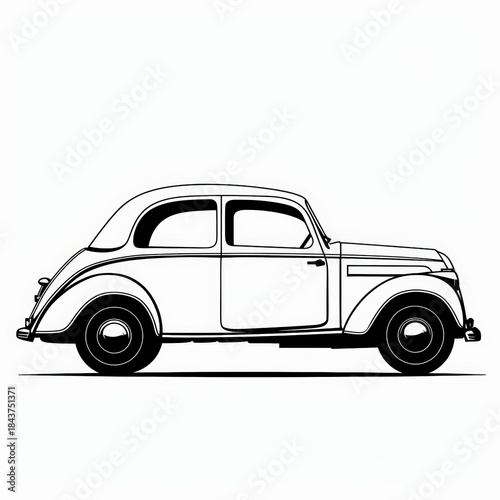 Minimalist classic car line illustration