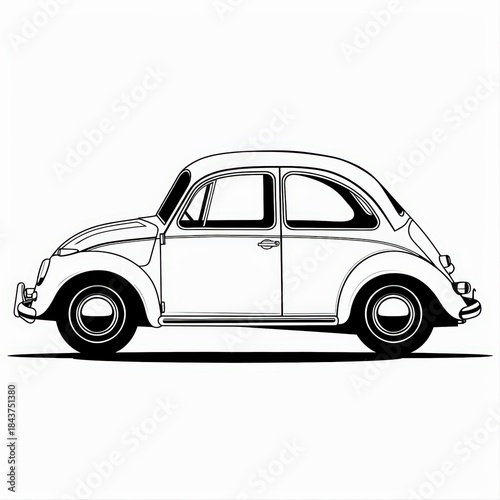 Minimalist classic car line illustration