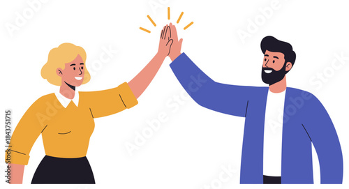 Successful Teamwork Diverse Colleagues High Five in Celebration of Achievement and Collaboration startup