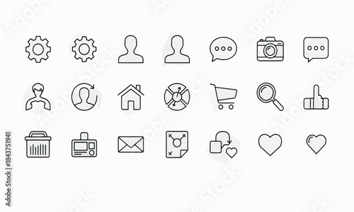 Print Minimal Line Art User Interface Icons Set