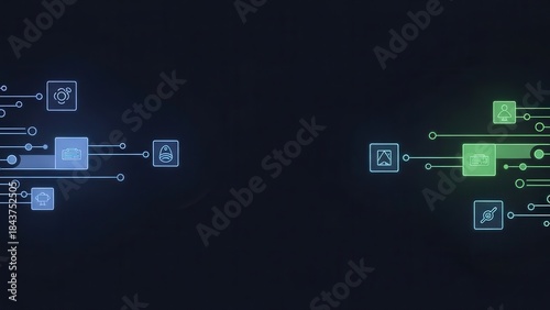 Wallpaper Mural Illuminated electronic circuit with interconnected nodes Torontodigital.ca