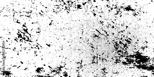 Grunge background black and white. Texture of chips, cracks, scratches, scuffs, dust, dirt. Dark monochrome paper