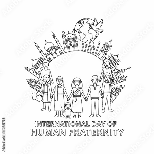 outline vector international day of human fraternity