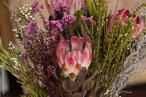 Vibrant Floral Arrangement Featuring Pink Protea and South African Fynbos 16700