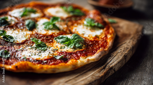 Classic Italian Margherita Pizza with Thin Crust - Traditional Neapolitan Cuisine