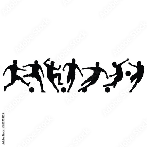 Silhouette sequence of a soccer player performing various athletic actions