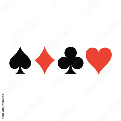 Four playing card suits arranged in a row spades diamonds clubs hearts