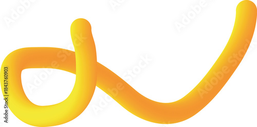 Vibrant yellow abstract squiggly fluid shape with smooth soft texture