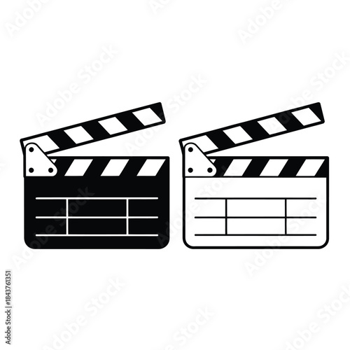 Two black and white clapperboards a symbol of filmmaking and cinema