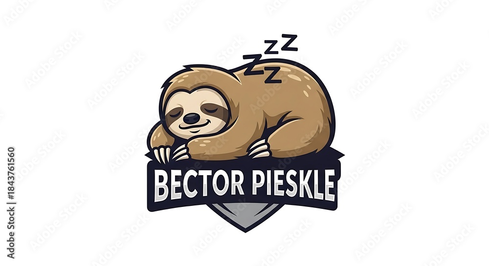 Obraz premium Sleeping Sloth Cartoon Logo for Bector Pieskle Brand.