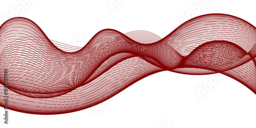 Abstract red wavy lines creating a flowing pattern on a clean white background, digital art illustration.