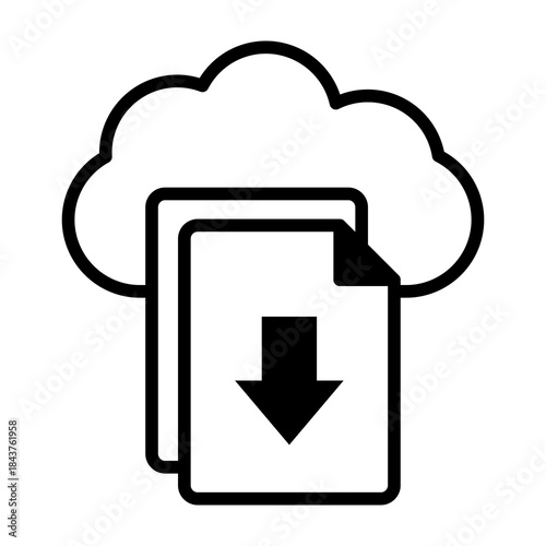 Cloud Download Icon Mixed Style Vector Illustration