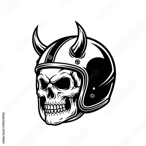 stylized skull with a horned helmet highlighting gothic and warrior themes in