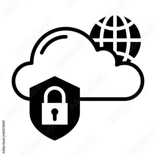 Cloud Security Icon Mixed Style Vector Illustration
