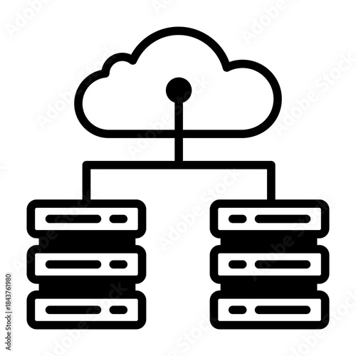 Data Center Icon Mixed Style Vector Illustration