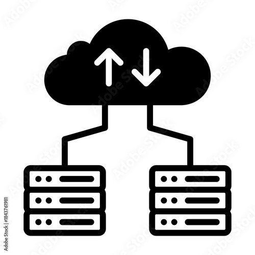 Cloud Storage Icon Mixed Style Vector Illustration