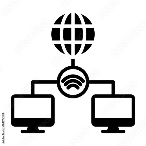 Remote Access Icon Mixed Style Vector Illustration