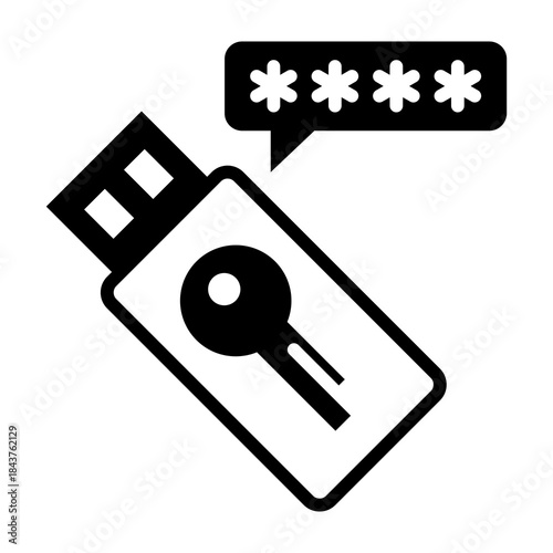 Security Token Icon Mixed Style Vector Illustration